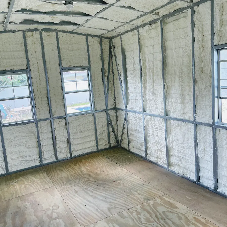 Closed-cell spray foam insulation applied to wall cavities in a residential project in Gaithersburg